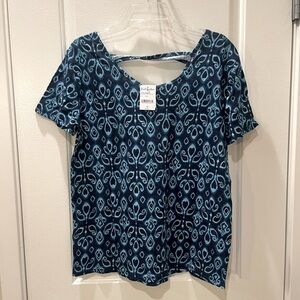 NEW…FRESH PRODUCE Navy Ikat Twist Back Tee